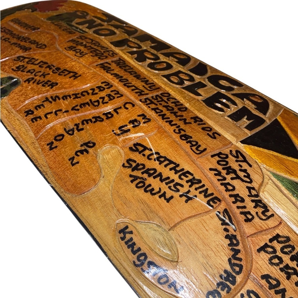 “JAMAICA NO PROBLEM” Hanging Wall Art Collectible Wooden Plaque Handmade 19”x 7” - Picture 2 of 5